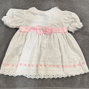 White Baby Dress with Pink Bow